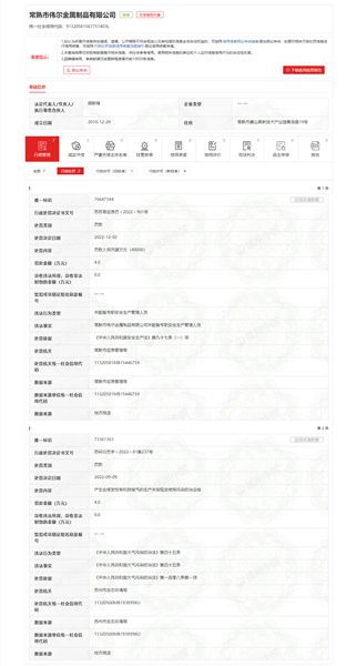 开云体育 开云官网常熟市伟尔金属制品有限公司违反《中华人民共和国安全生产法》被罚4万元(图1)
